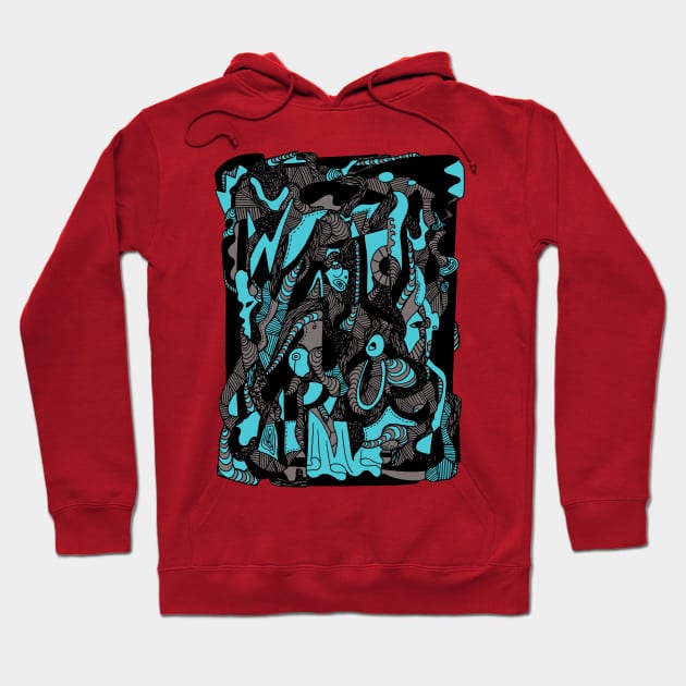 Blue Grey Abstract Wave of Thoughts No 4 Hoodie by kenallouis